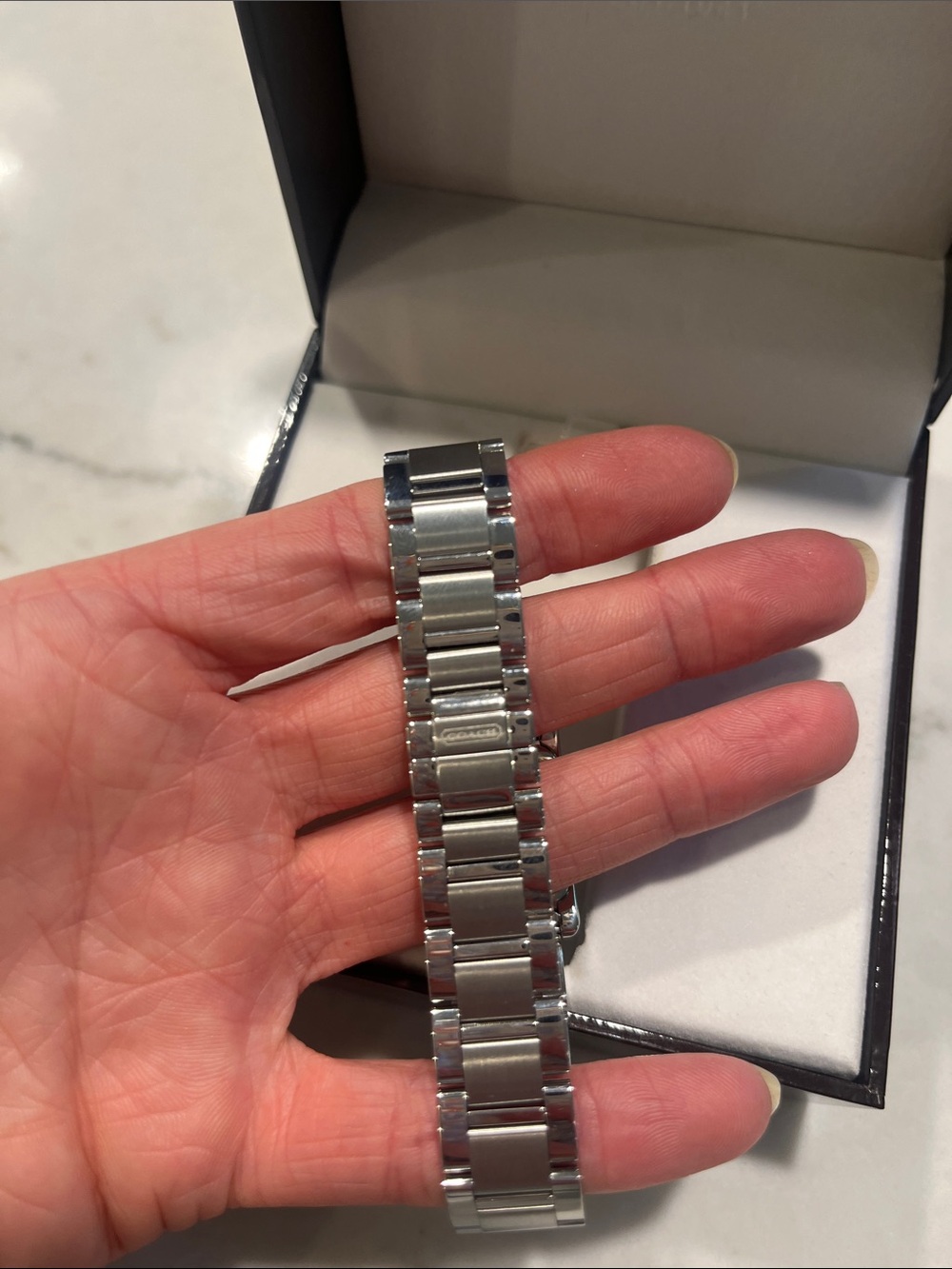 NWT Coach Stainless Steel Rectangular Watch - Silver - Picture 12 of 12